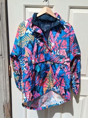 Lauren James Hooded Pullover Anorak Windbreaker Rain Jacket Multicolor Sz S